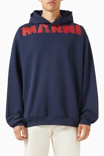 Logo Monolith-print Hoodie in Cotton-knit
