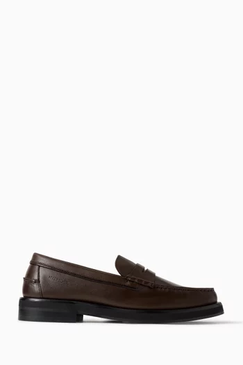 Debossed Logo Loafers in Leather