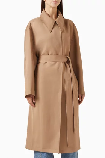 Belted Midi Mac Coat in Wool
