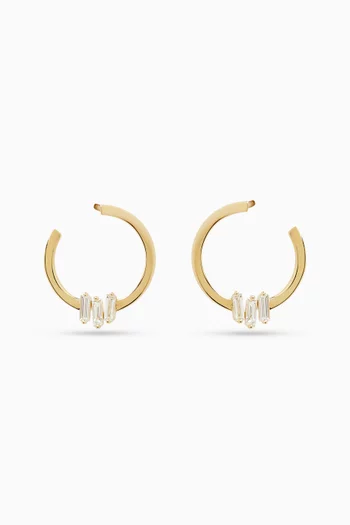 أقراط دائرية تايملس مرصعة بماسات مستطيلة ذهب عيار 18