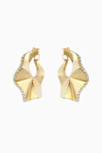 أقراط بلين جروف دائرية مرصعة بالماس ذهب عيار 18