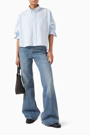 Ami De Coeur Cropped Oversized Shirt in Cotton Oxford