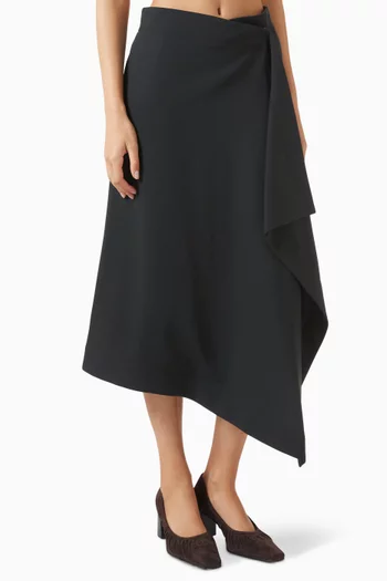 Wrap Midi Skirt in Wool