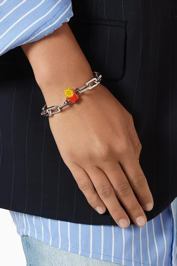 حلية بتصميم بطاطس مقلية فضة إسترلينية