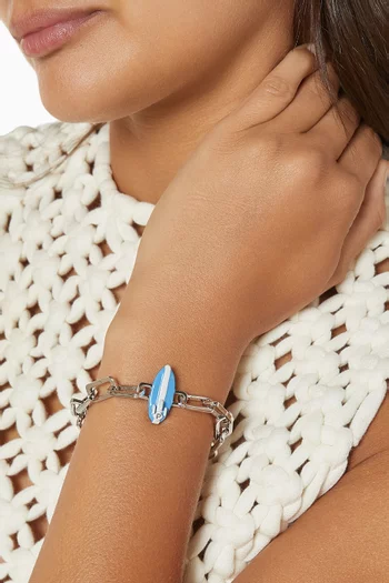 حلية بتصميم لوح ركوب أمواج فضة إسترلينية