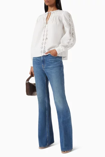 بلوزة كادي مزينة بتطريزات قطن