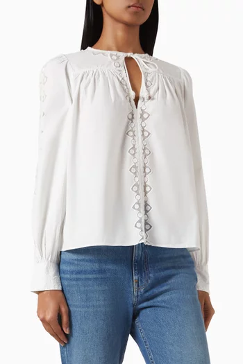 بلوزة كادي مزينة بتطريزات قطن