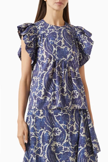 Sienna Flutter Sleeve Top in Cotton-viscose
