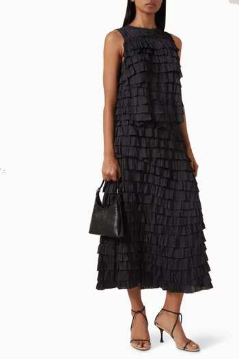 تنورة ايلواز متعددة الطبقات ستان بطيات بليسيه