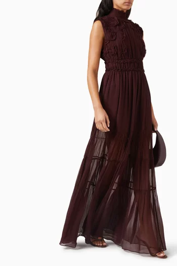 فستان فيرونا بكشكش حرير وشيفون