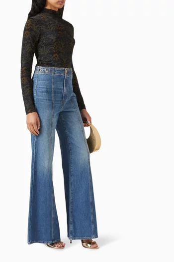 بنطال جينز دلفين بخصر مرتفع دينم