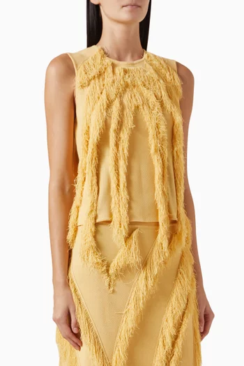 بلوزة بوني منسوجة بلا أكمام