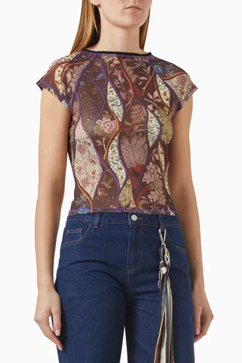 Dora Printed Top in Mesh