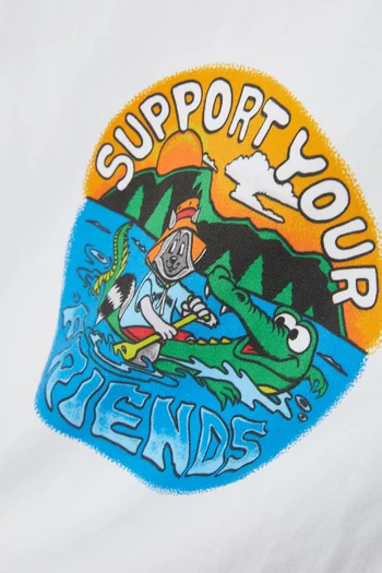تي شيرت بطبعة Support Your Friend قطن