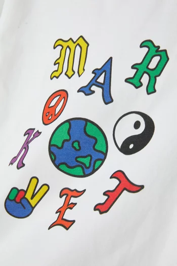 تي شيرت بطبعة رموز قطن