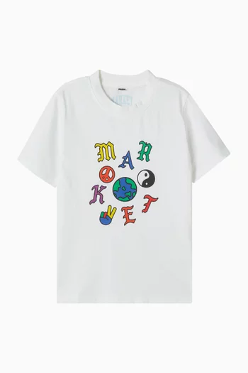 تي شيرت بطبعة رموز قطن