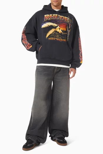 كنزة بغطاء رأس وطبعة Mesa وحصان قطن