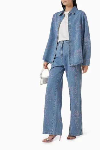Crystal Ribbon Shirt in Denim