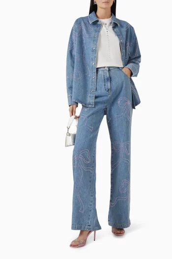 Crystal Ribbon Jeans in Denim