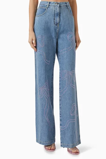 Crystal Ribbon Jeans in Denim