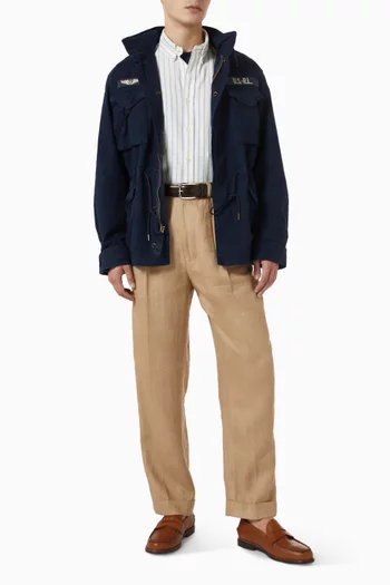 Pleated Chino Pants in Linen-blend