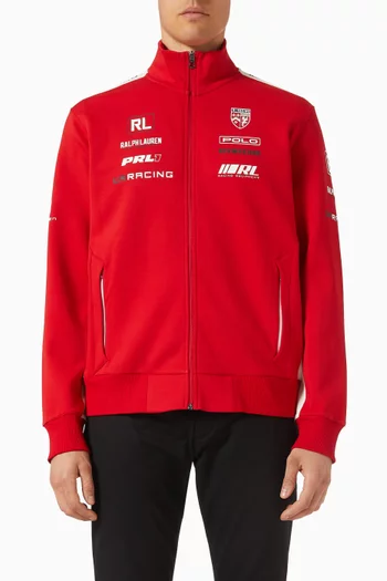 سويت شيرت منسوج بسحّاب في الأمام مزيج قطن