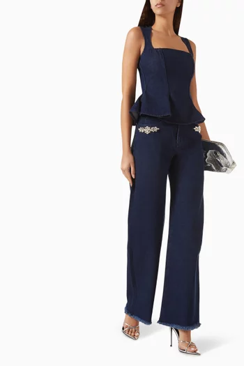 Embellished Boyfriend-fit Jeans in Denim