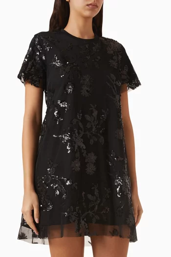 فستان بطبقة مطرزة بالترتر جيرسيه