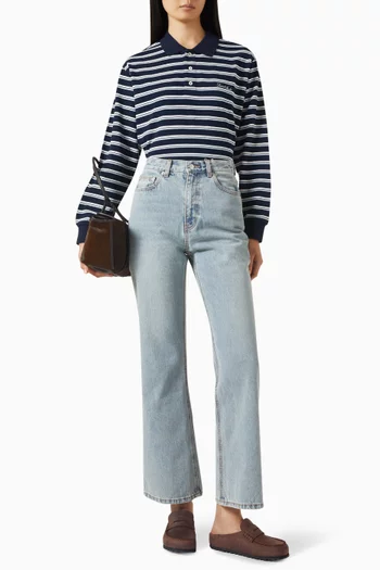 Unisex Striped Collared T-shirt in Knit
