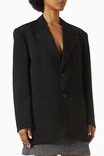 Unisex Single-breasted Oversized Blazer in Wool