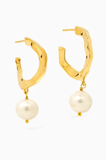 Wave Hoop Earrings in 18kt Gold-plated Brass
