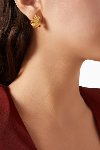 أقراط ويف ميني على شكل قلب نحاس مطلي ذهب عيار 18