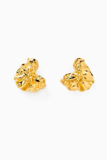 أقراط ويف ميني على شكل قلب نحاس مطلي ذهب عيار 18