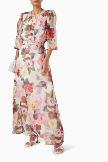 بلوزة مزينة بنقشة زهور أورجانزا