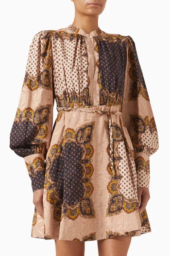 Printed Mini Dress in Jacquard