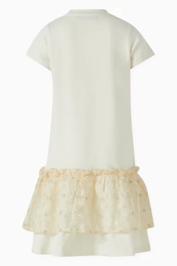 Printed Dress in Cotton & Tulle