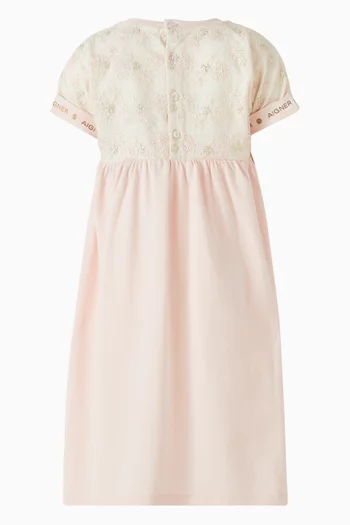 Logo Embroidered Dress in Cotton