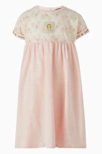 Logo Embroidered Dress in Cotton