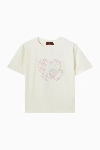 Heart-graphic T-shirt in Cotton