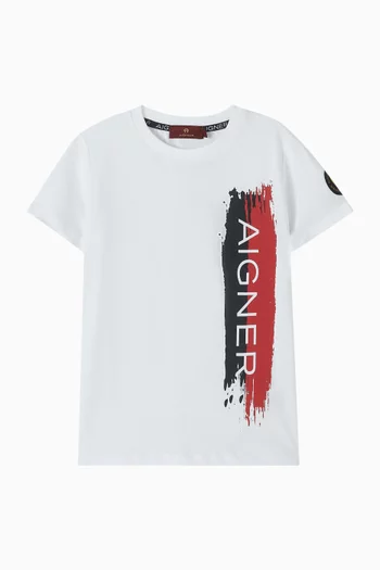 تي شيرت بطبعة شعار الماركة قطن