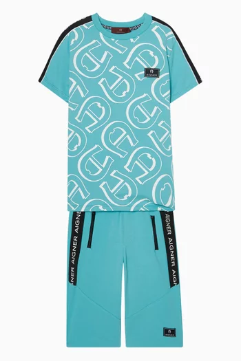 تي شيرت بطبعة شعار الماركة قطن