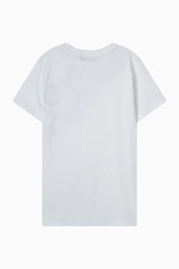 تي شيرت بنقشة شعار الماركة قطن