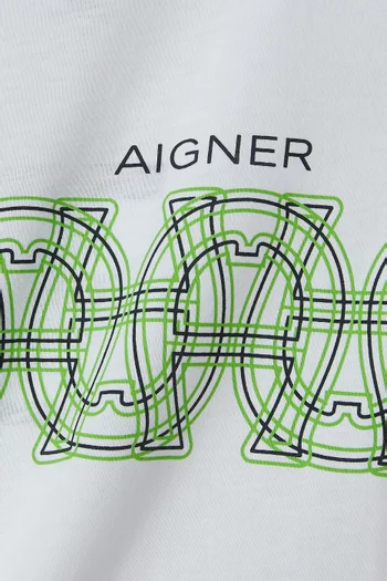 تي شيرت بطبعة شعار الماركة قطن