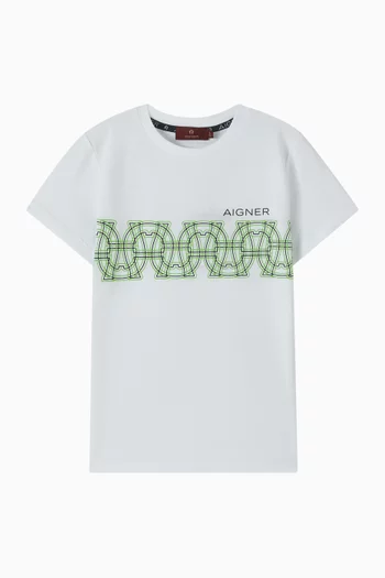 تي شيرت بطبعة شعار الماركة قطن