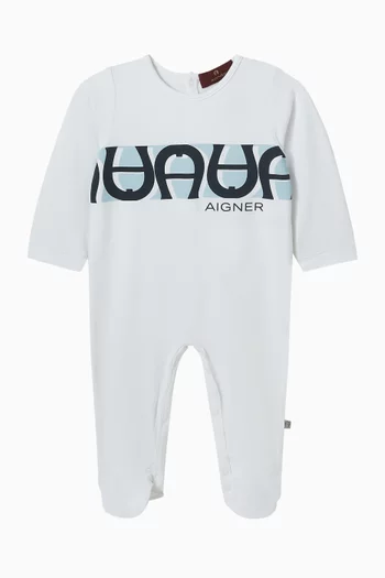 Graphic Logo-print Sleepsuit in Pima Cotton