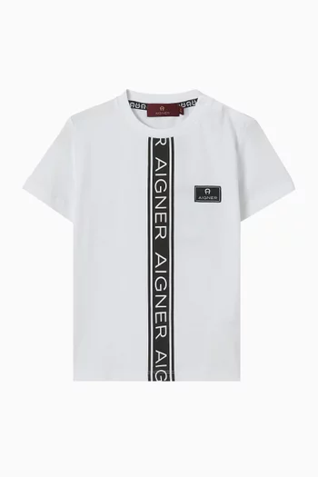 تي شيرت بطبعة شعار الماركة قطن