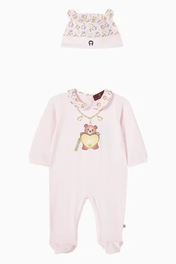 Teddy Print Sleepsuit Gift Set