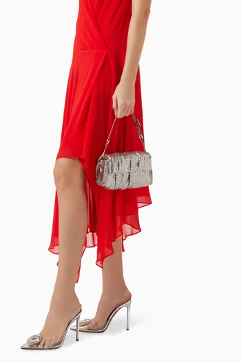 حقيبة كتف أيريس قماش شبكي مرصع بأحجار الراين