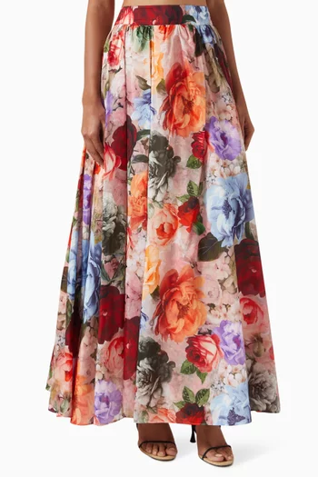Nilda Floral-print Skirt in Cotton Blend
