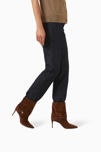 حذاء بوت سيمون بطول الكاحل وكعب 80 مم شمواه